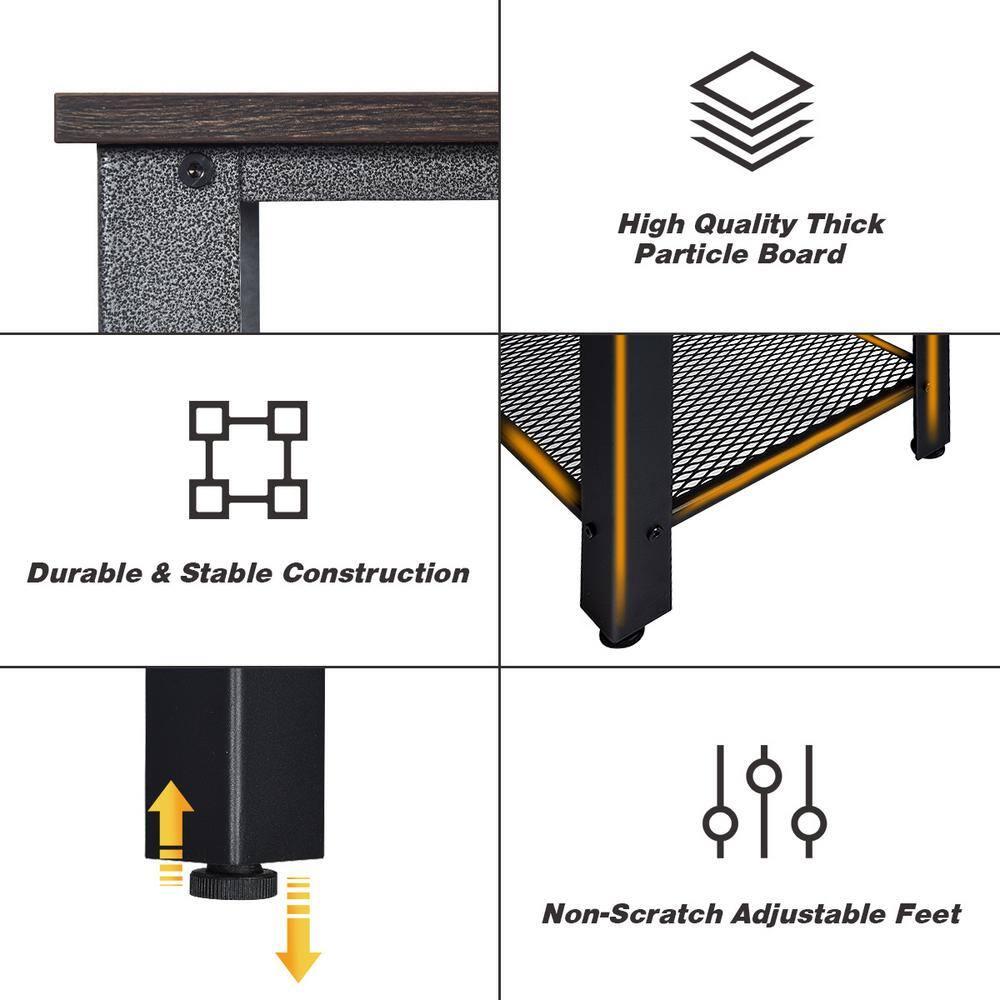 Costway Console Sofa Table W/ Storage Shelf Metal Frame Wood Look Entryway Table Black