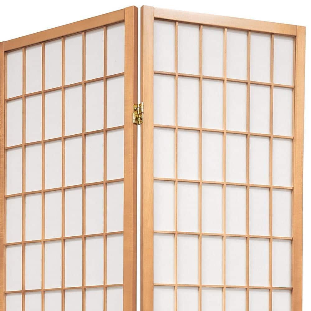 3' Tall Window Pane Shoji Screen - Natural (3 Panels) - Oriental Furniture