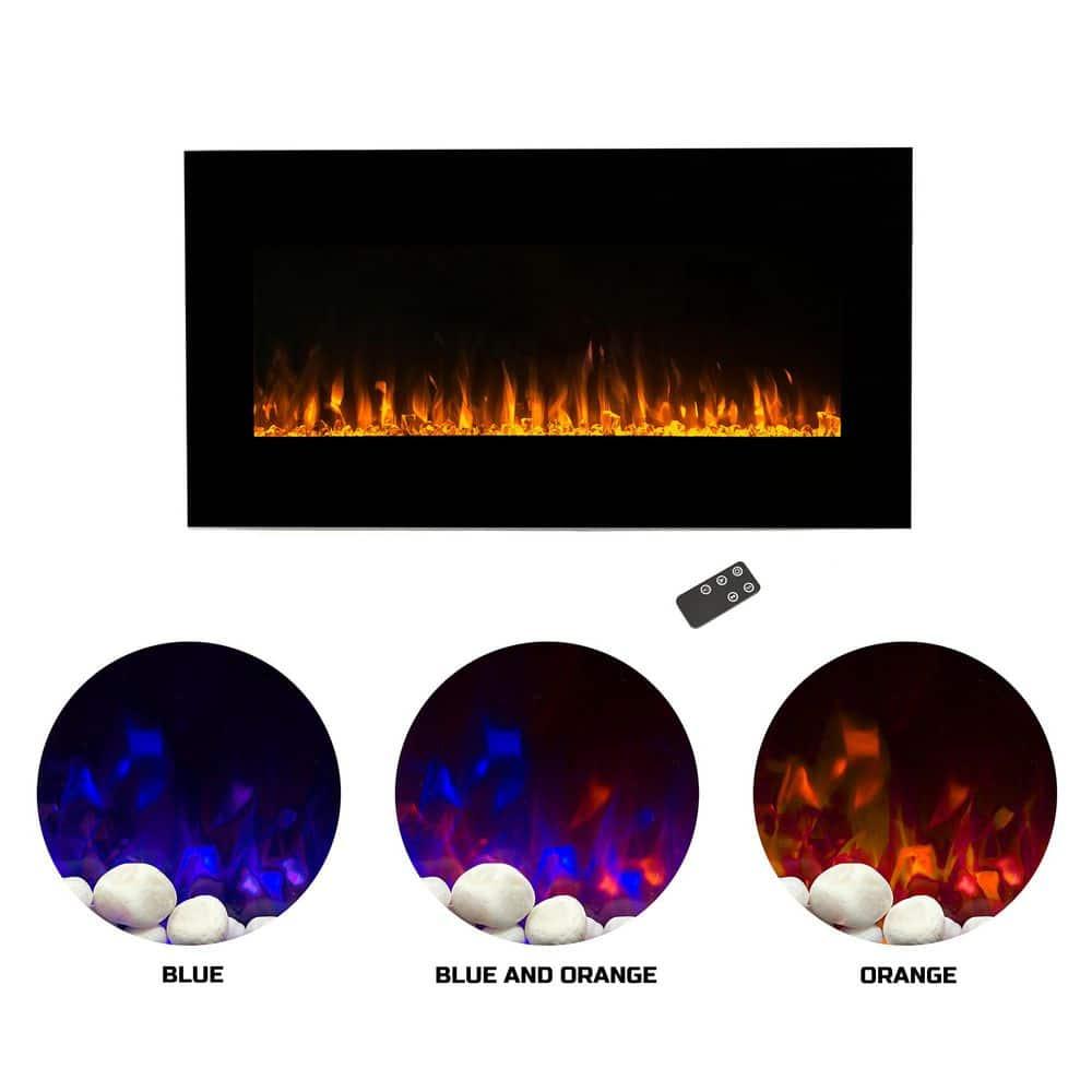 Northwest 42" Electric Fireplace Wall Mounted Led Fire And Ice Flame with Remote: Indoor 42 Inch Heater, Tempered Glass