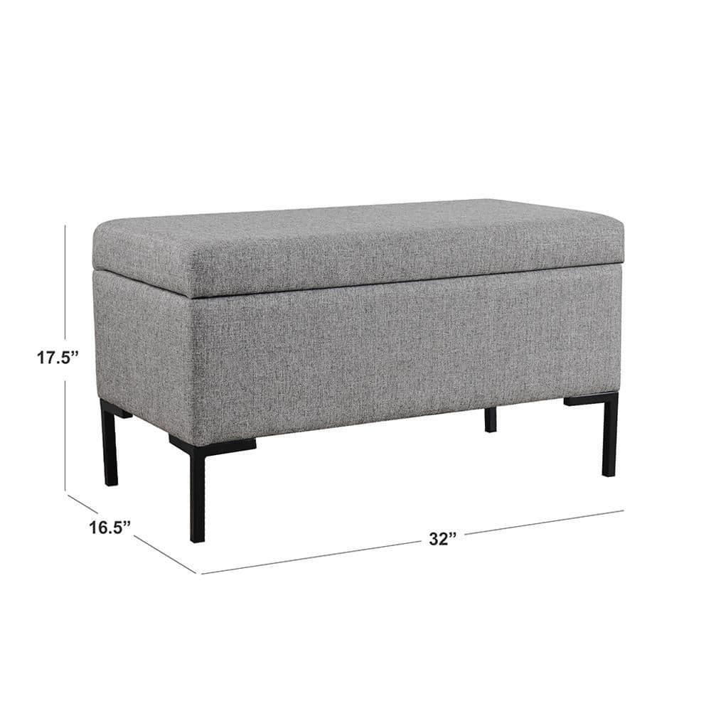 Medium Storage Bench with Metal Legs Gray Woven - HomePop