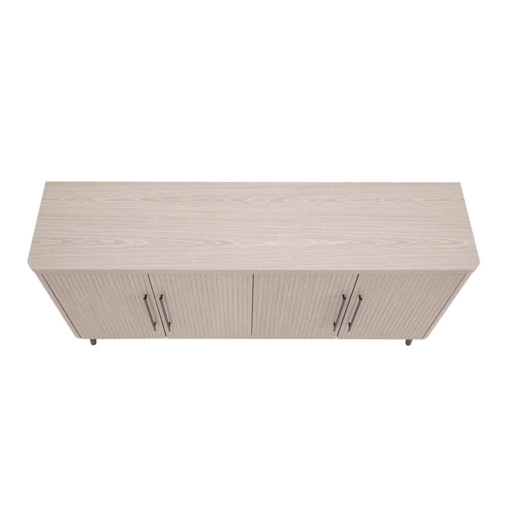 Manhattan Comfort Jodie 65" Mid-Century Modern Sideboard with 8 Adjustable Shelves in Whitewashed Oak