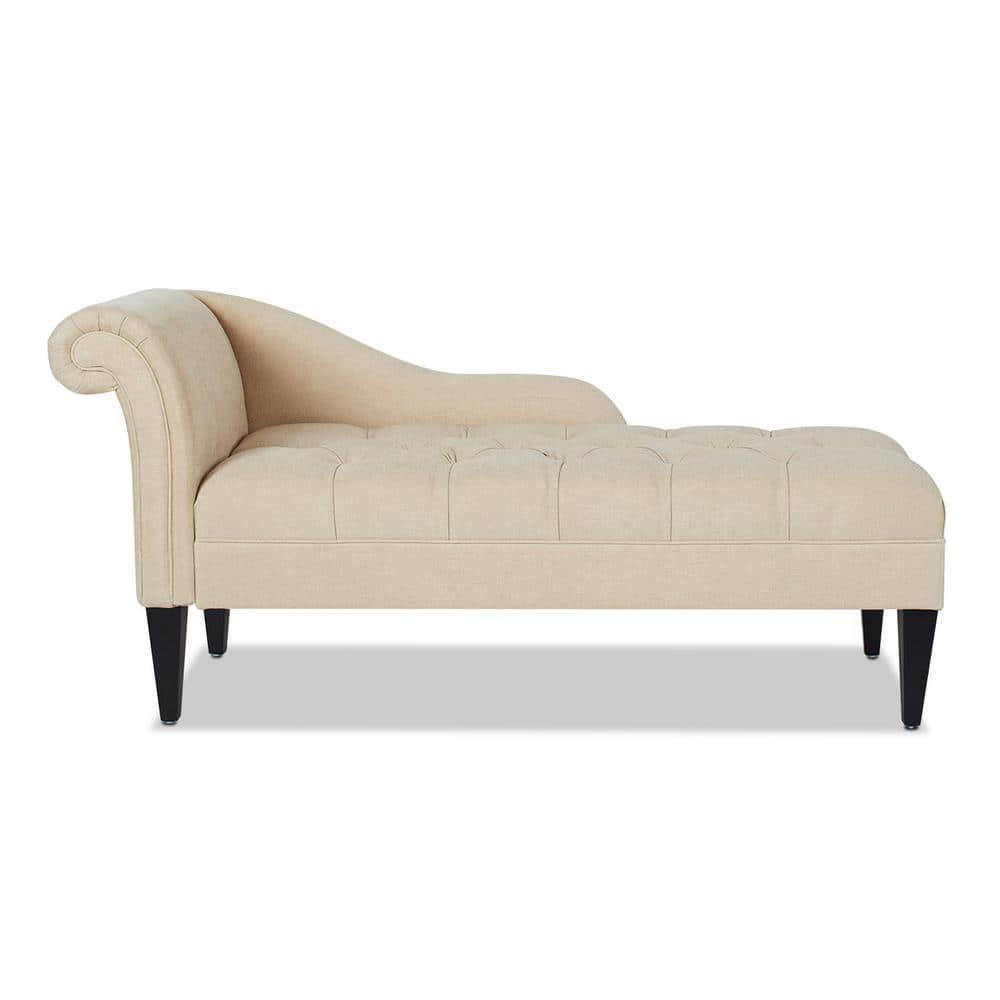 Harrison Tufted Roll Arm Chaise Lounge Beige