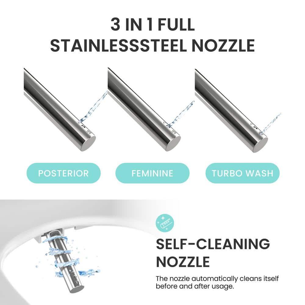 Stylement Electric Bidet Seat, Elongated Toilet in White, Remote, Deodorizer, Stainless Nozzle, UV LED, Made in Korea