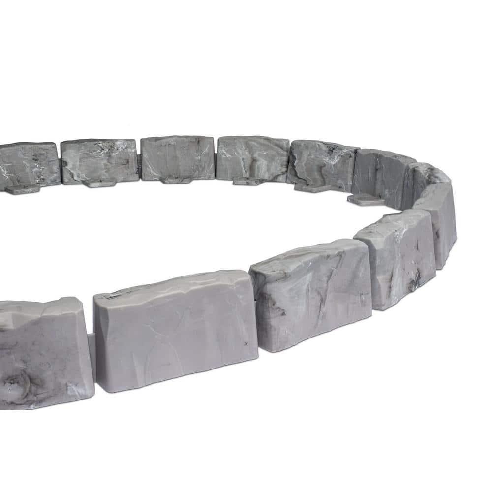 Slate Gray Faux Stone No-Dig Landscape Edging Kit with Anchoring Spikes