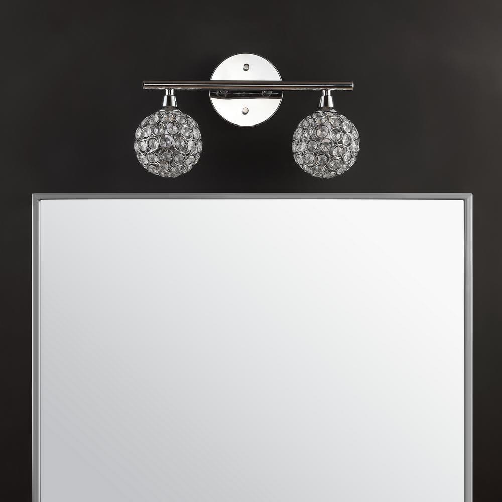 Maeve 13" 2-Light Iron/Glass Contemporary Glam LED Vanity Light, Chrome