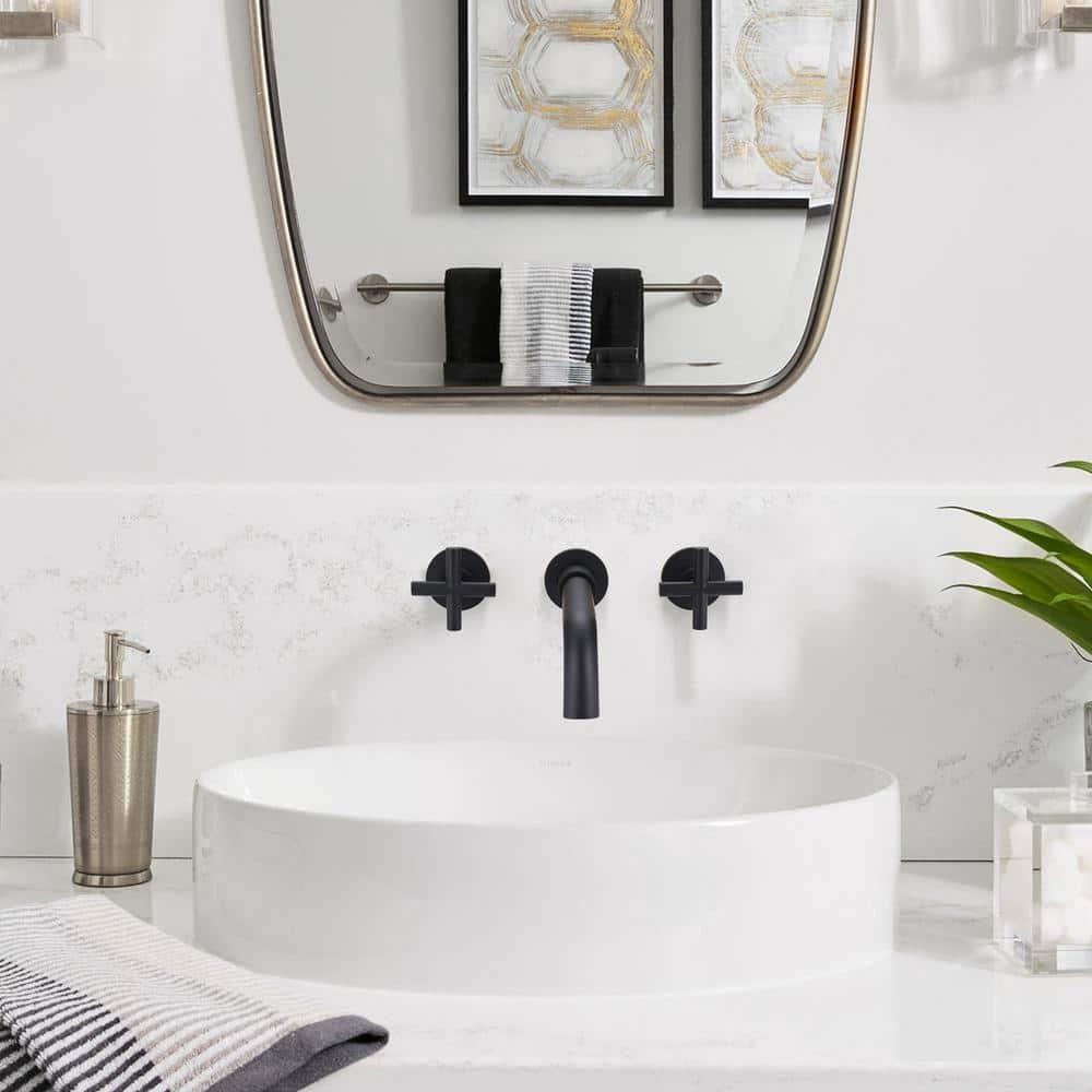 2-Handle 3-Hole Wall Mounted Roman Tub Faucet With 360° Swivel Spout