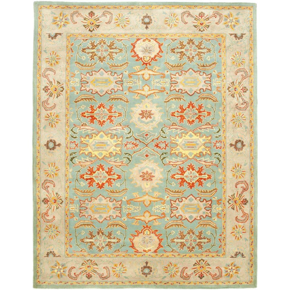 SAFAVIEH Heritage Giles Oriental Wool Area Rug, Light Blue/Ivory, 11' x 17'
