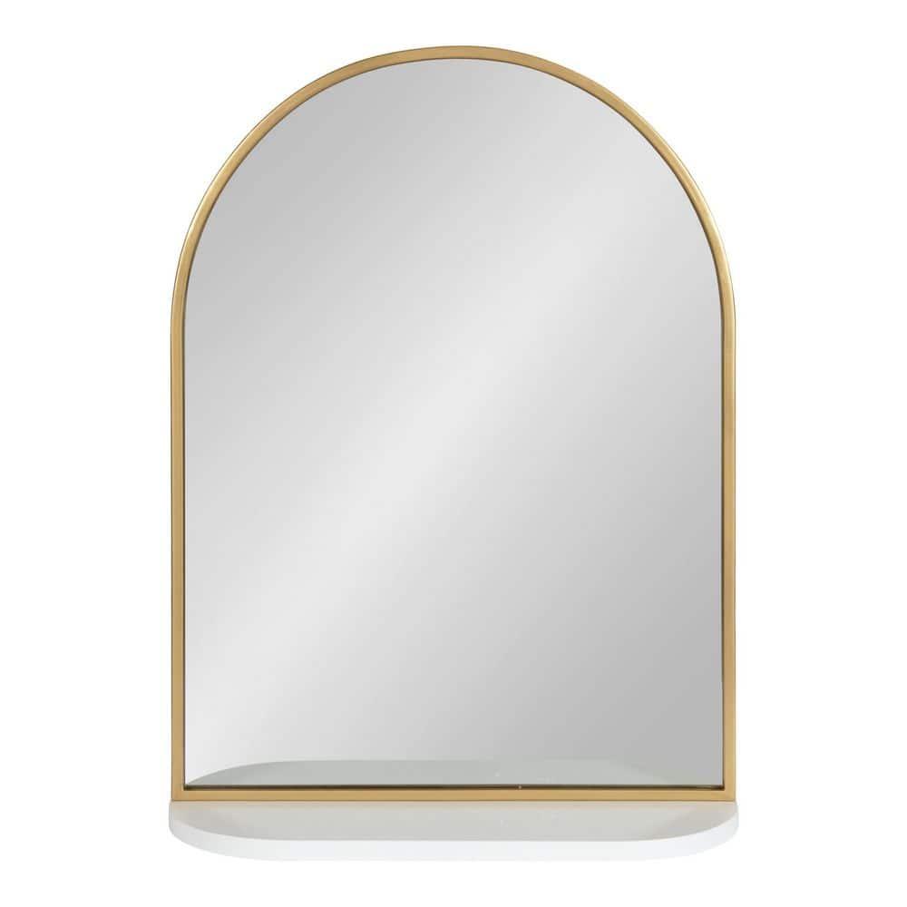 Kate and Laurel Schuyler Arch Wall Mirror with Shelf, 20x28, White