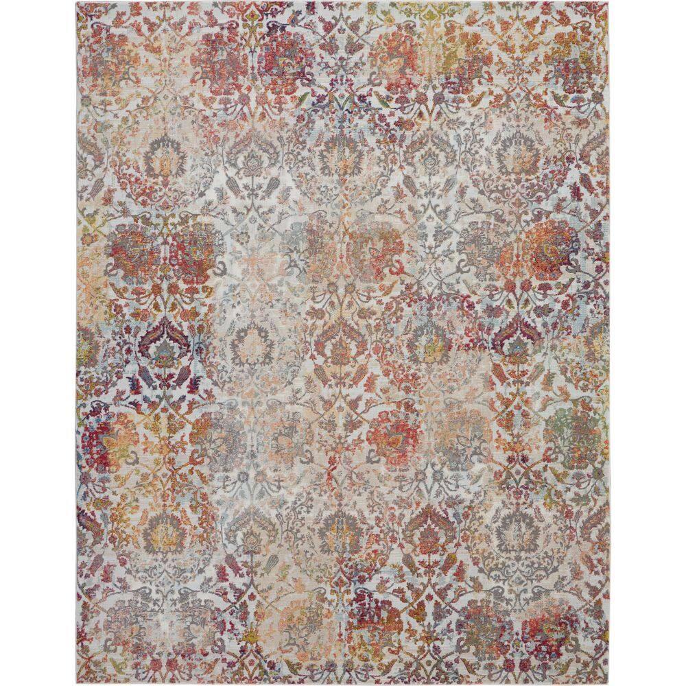 Nourison Global Vintage 7'10" x 9'10" (8' x 10') Ivory/Orange Area Rug Colorful Vintage Damask by Nourison