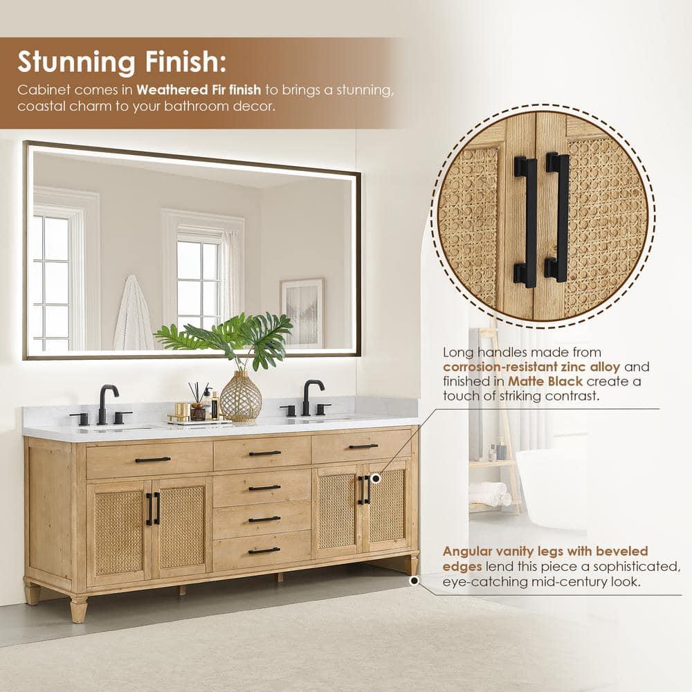 Altair-13 84" Double Bathroom Vanity in with Grain White Engineered Stone Countertop