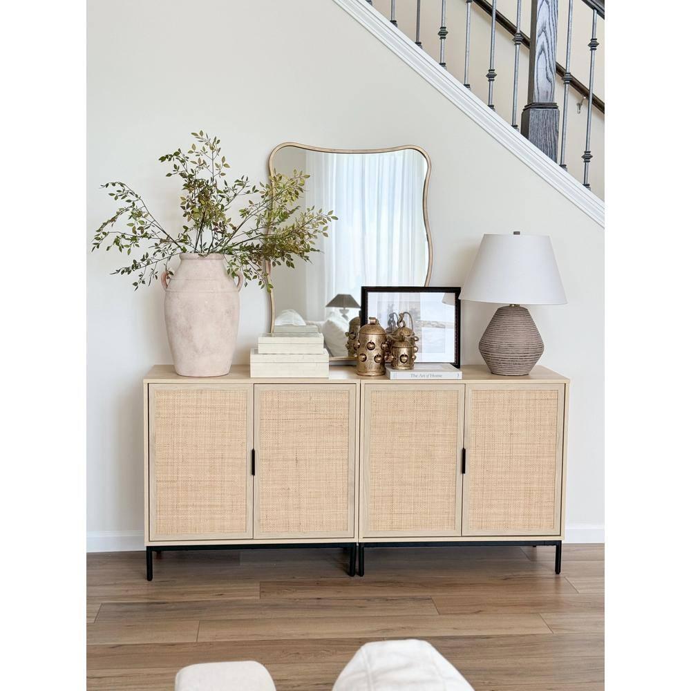 Nathan James Set of 2 Andrew Rattan Storage Cabinet Light Oak