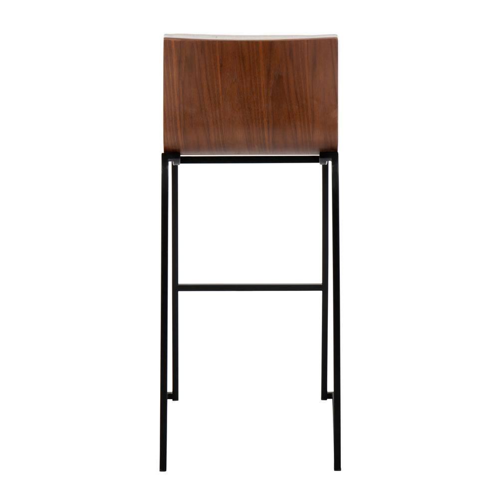 Set of 2 Mason Mara Barstools Black/Walnut/Cream - LumiSource: Fixed-Height, Tufted Seat, Wood Back