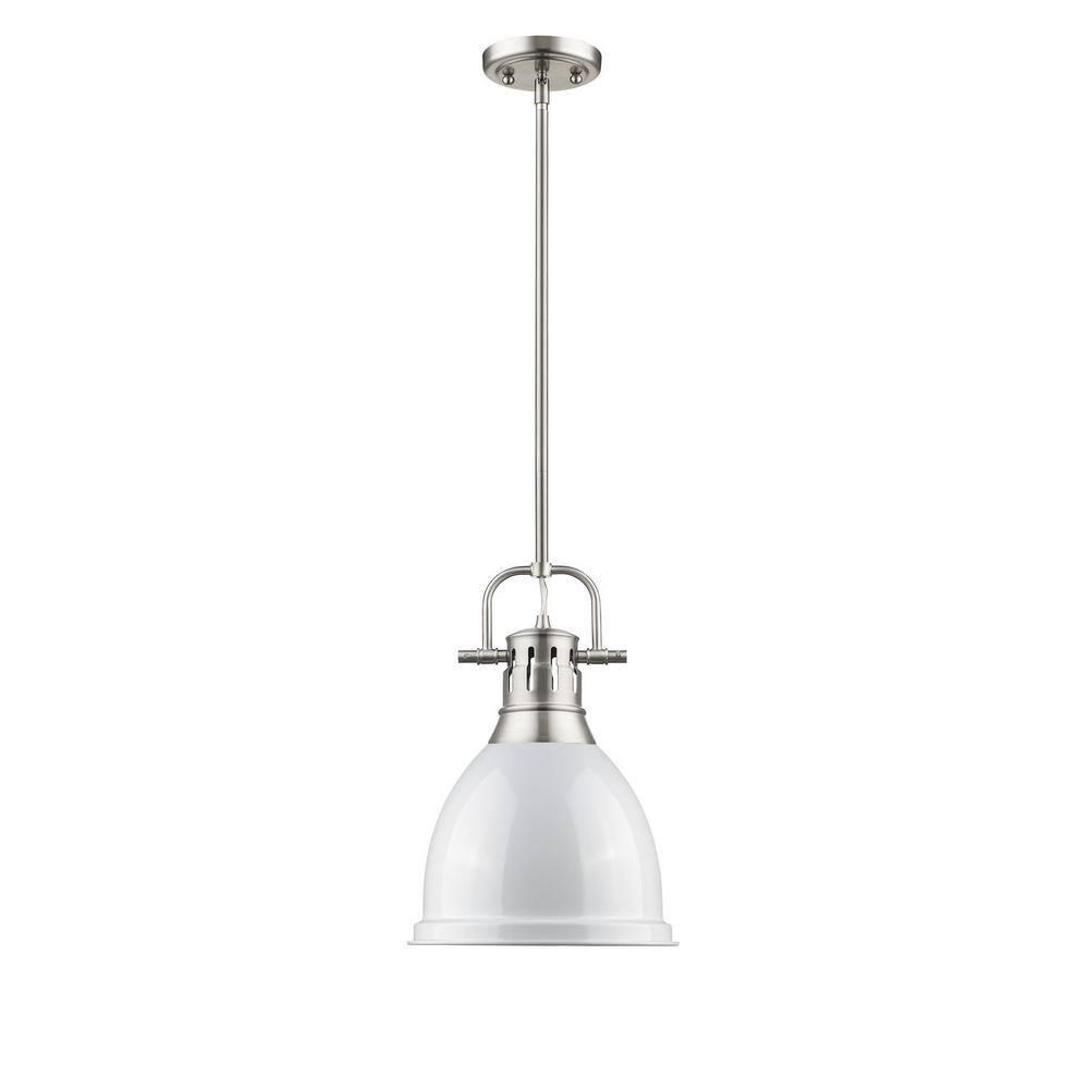 Golden Lighting Duncan 1-Light Small Pendant in Pewter with White