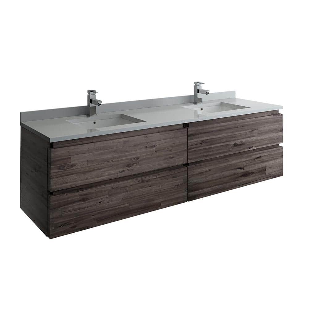 Fresca Formosa 70" Wall Mount Floating Double Sink Bathroom Vanity Base Only - Top and Sink Not Included