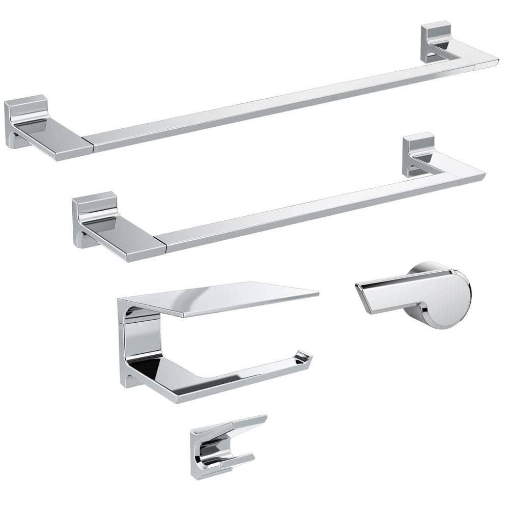 Pivotal Wall Mount Single Post Toilet Paper Holder with Shelf Bath Hardware Accessory