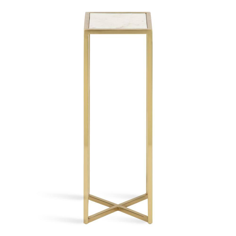 Kate and Laurel Jaspur Square Metal Drink Table, 7x7x21, Gold and White