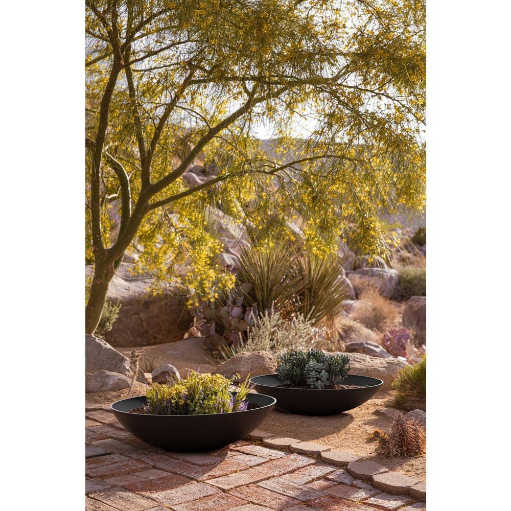 Veradek Mason Series Lane Bowl 32" Plastic-Stone Planter 2-Pack Black