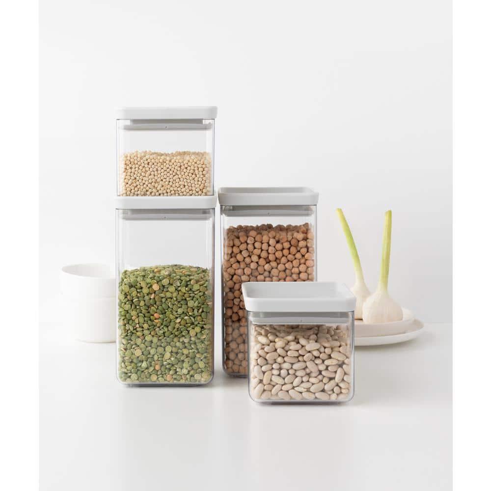 Light Gray BPA-Free Stackable Plastic Kitchen Canister Set