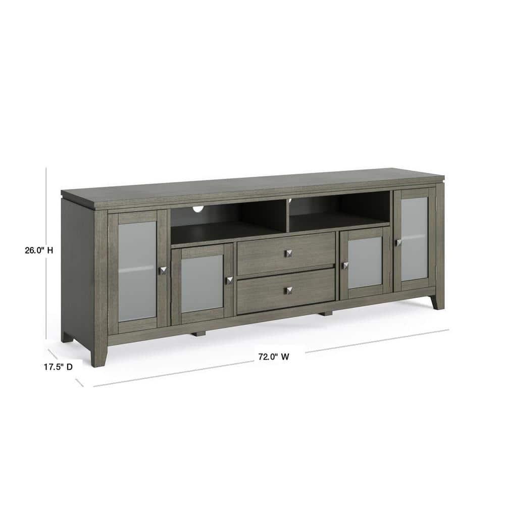 Simpli Home Cosmopolitan SOLID WOOD 72 inch Wide TV Media Stand For TVs up to 80 inches