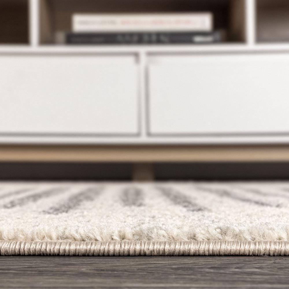 4'x6' Aya Berber Stripe Geometric Area Rug, Cream/Gray - JONATHAN Y