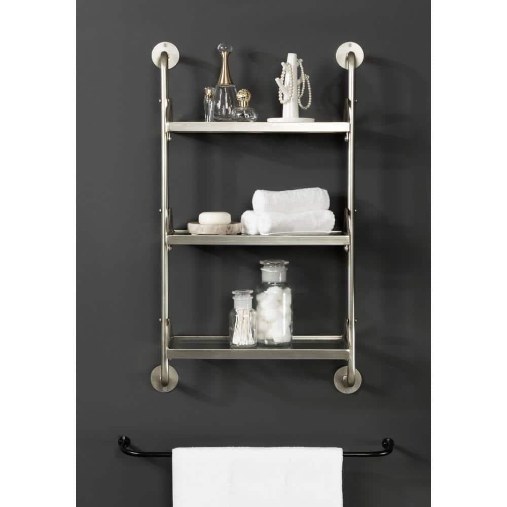 Kate & Laurel All Things Decor 18"x30" Marit Three-Tier Wall Shelf Silver