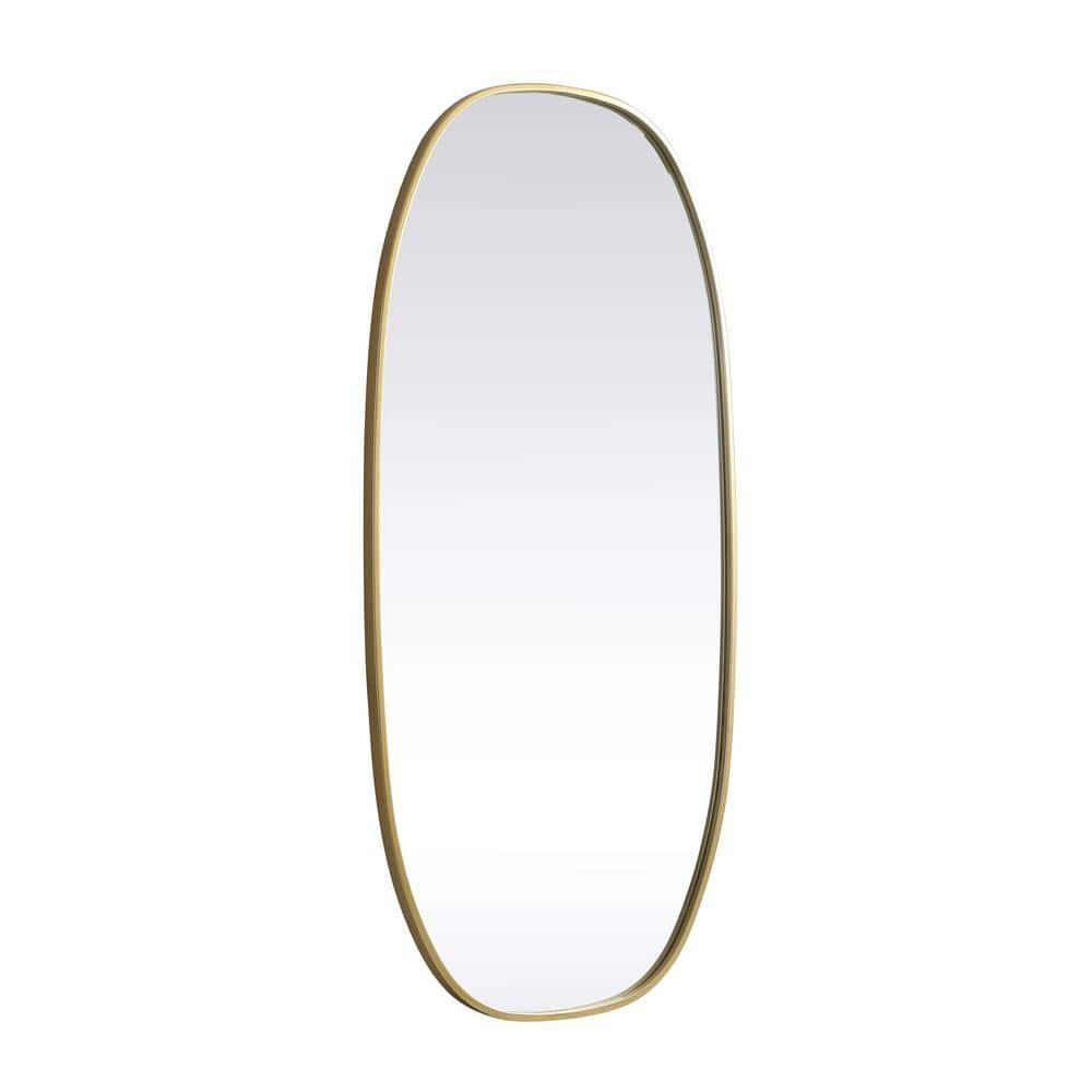 Elegant Lighting Metal Frame Oval Mirror 24x48 Inch in Brass
