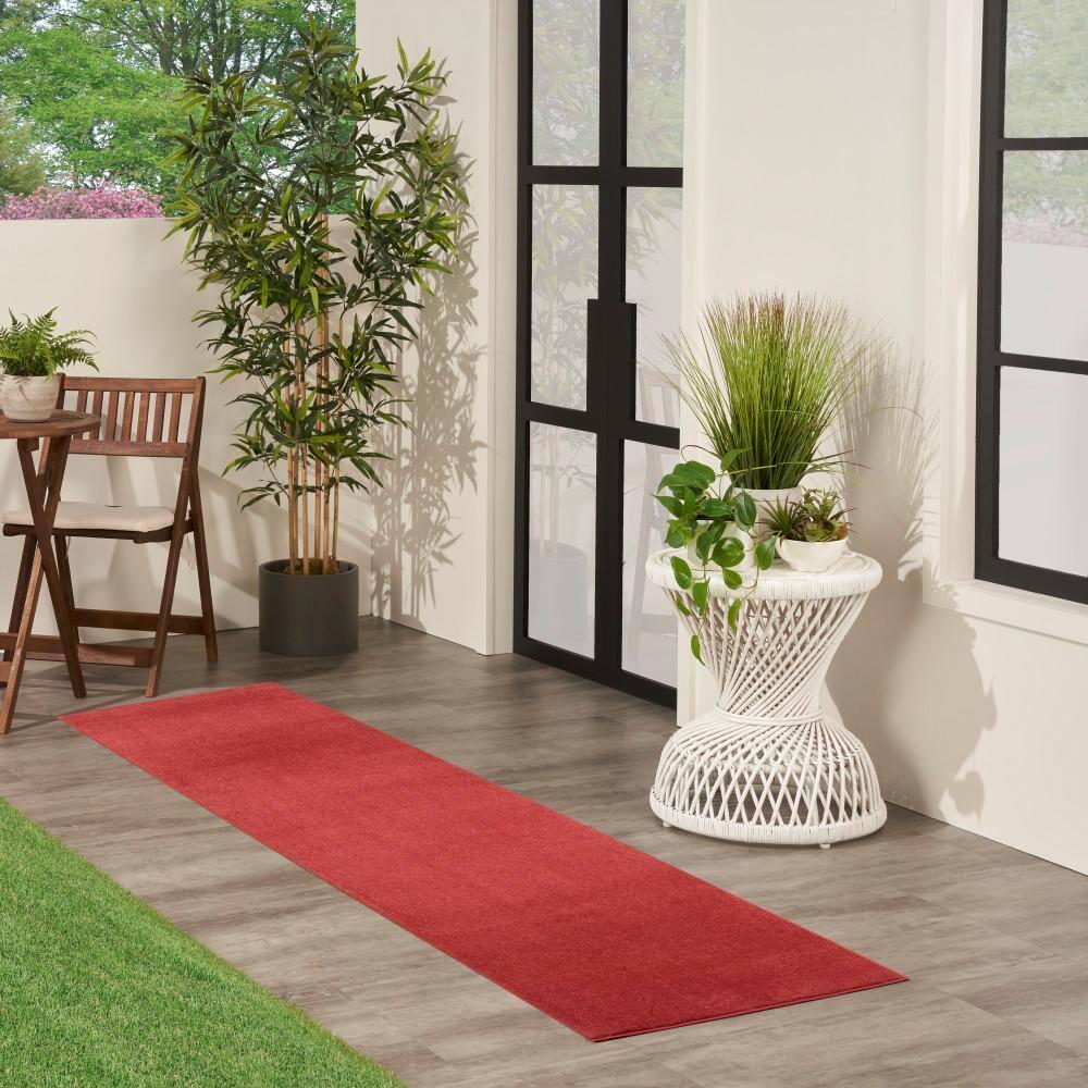 Nourison Essentials Easy Care Indoor Outdoor Area Rug - Brick Red 2' x 6'