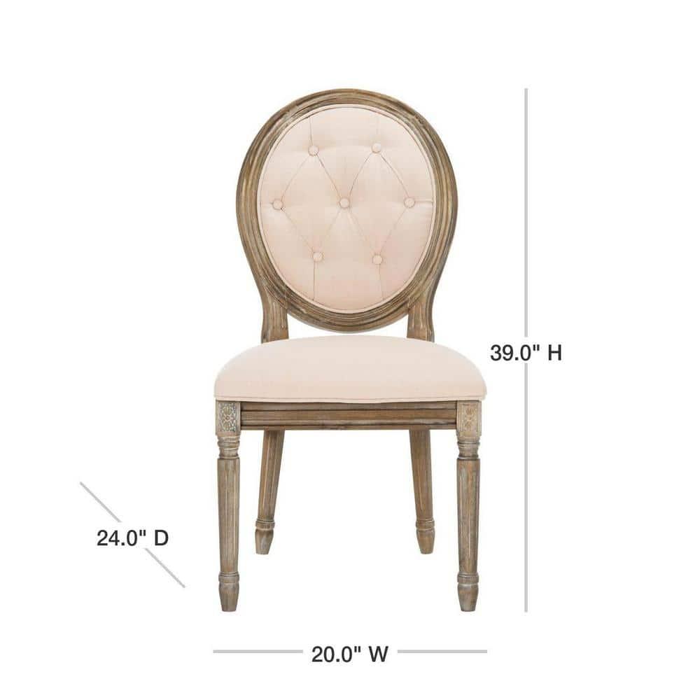 Holloway Tufted Oval Side Chair (Set of 2) - Beige/Rustic Oak - Safavieh