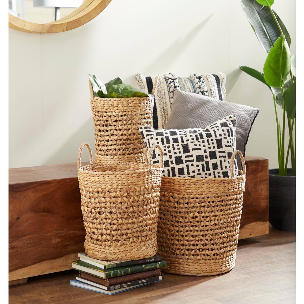 Seagrass Handmade Woven Decorative and Functional Storage Basket with Handles