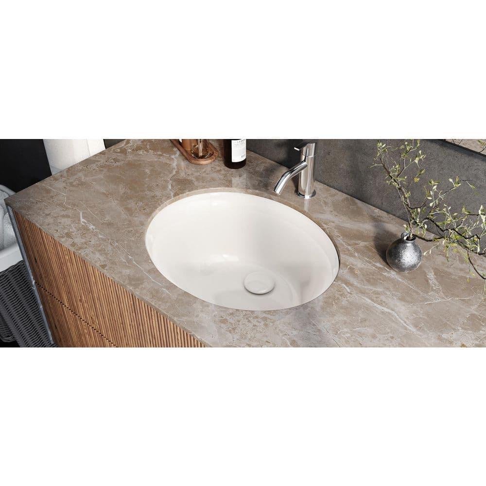 Ruvati 16 x 13 inch Undermount Bathroom Sink Oval Porcelain Ceramic with Overflow