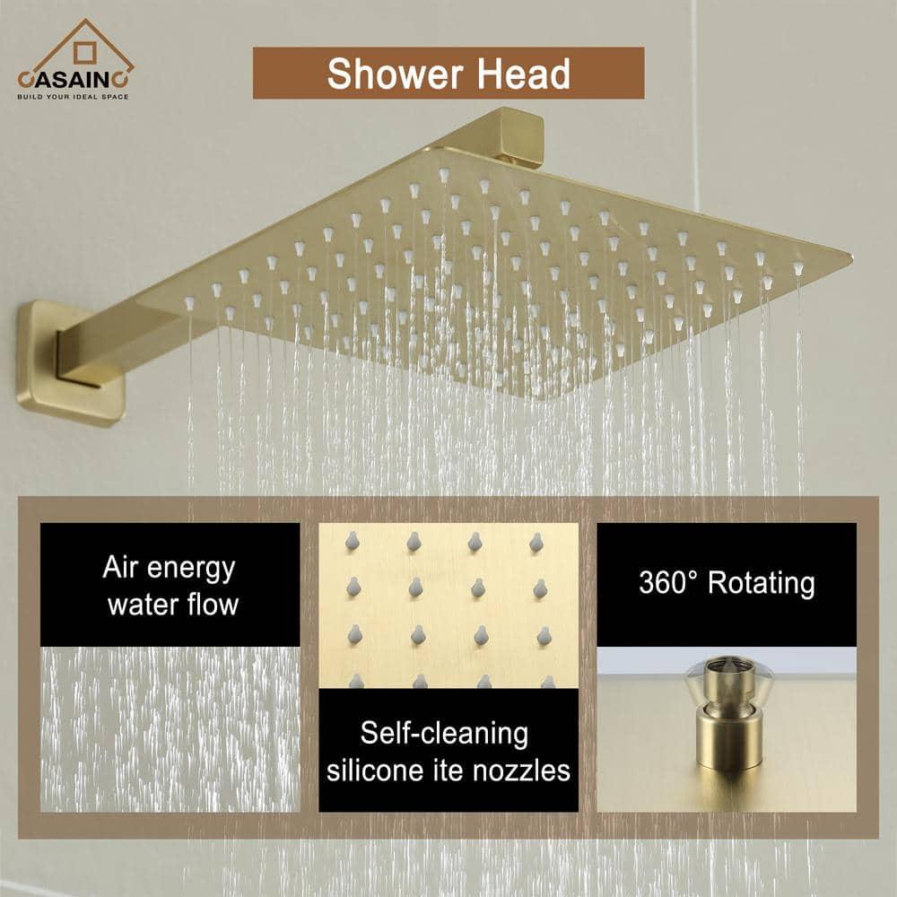 CASAINC 10'' Wall Mounted Shower System with Handheld Sprayer, Brushed Gold