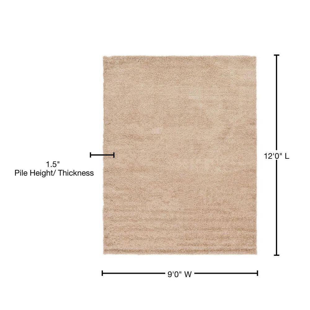 Unique Loom 9' 0 x 12' 0 Rectangle Solid Shag Taupe Area Rug