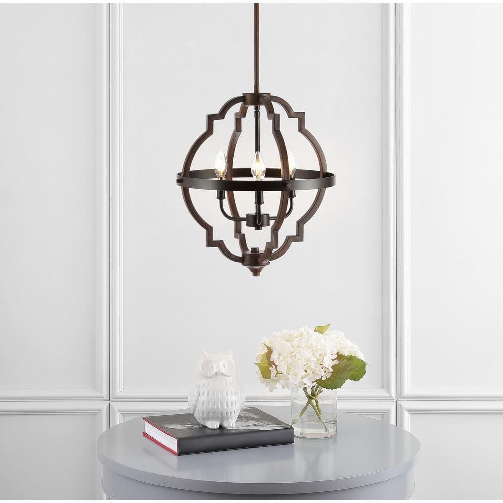 Ogee 16.75" 3-Light Adjustable Iron Rustic Industrial LED Pendant, Oil Rubbed Bronze