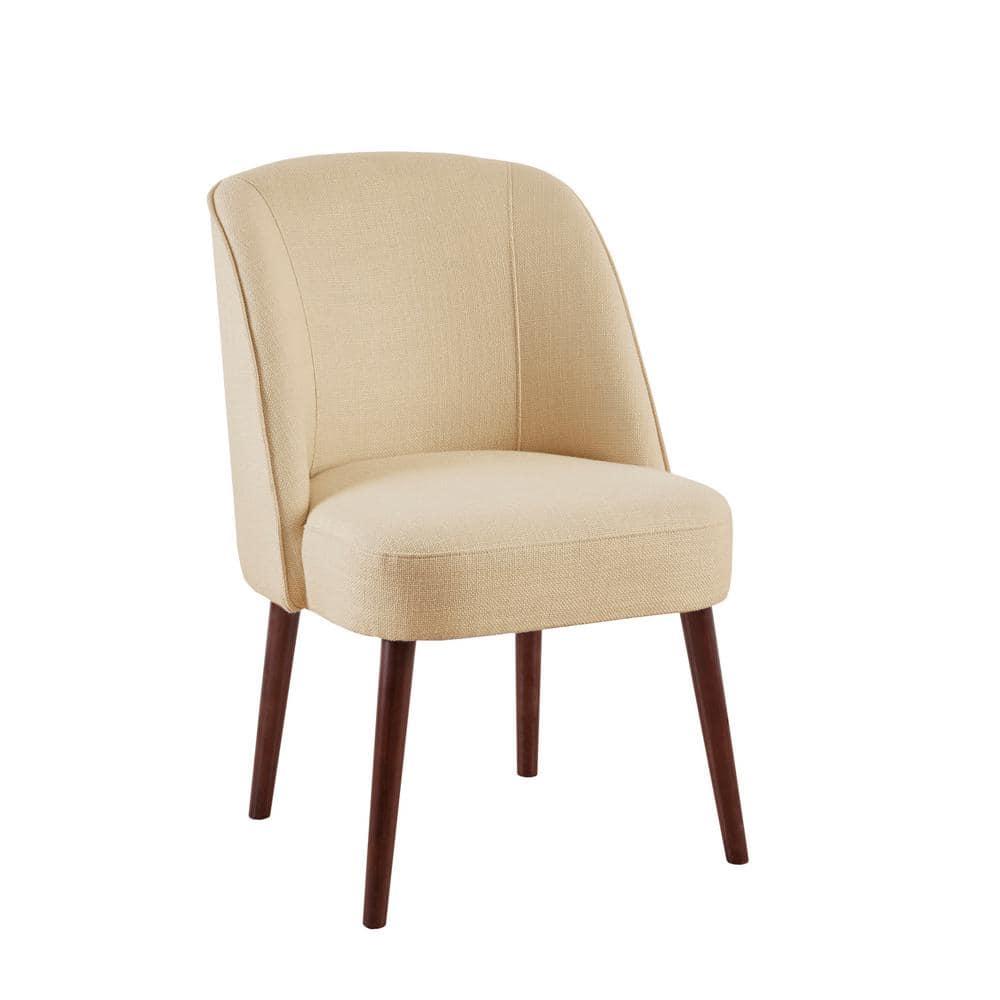 Natural Birch Upholstered Dining Chair with Curved Back