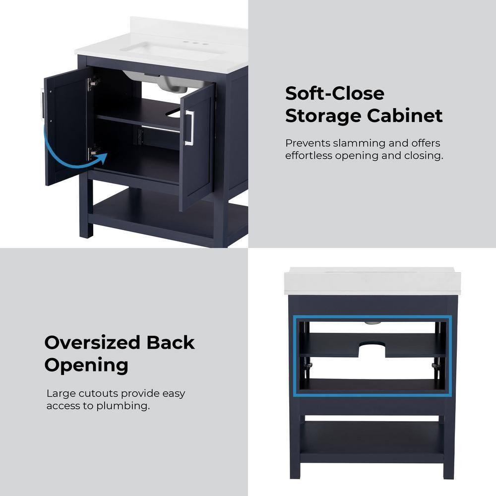 OVE Decors Vegas 30" Midnight Blue Single Bathroom Vanity Set
