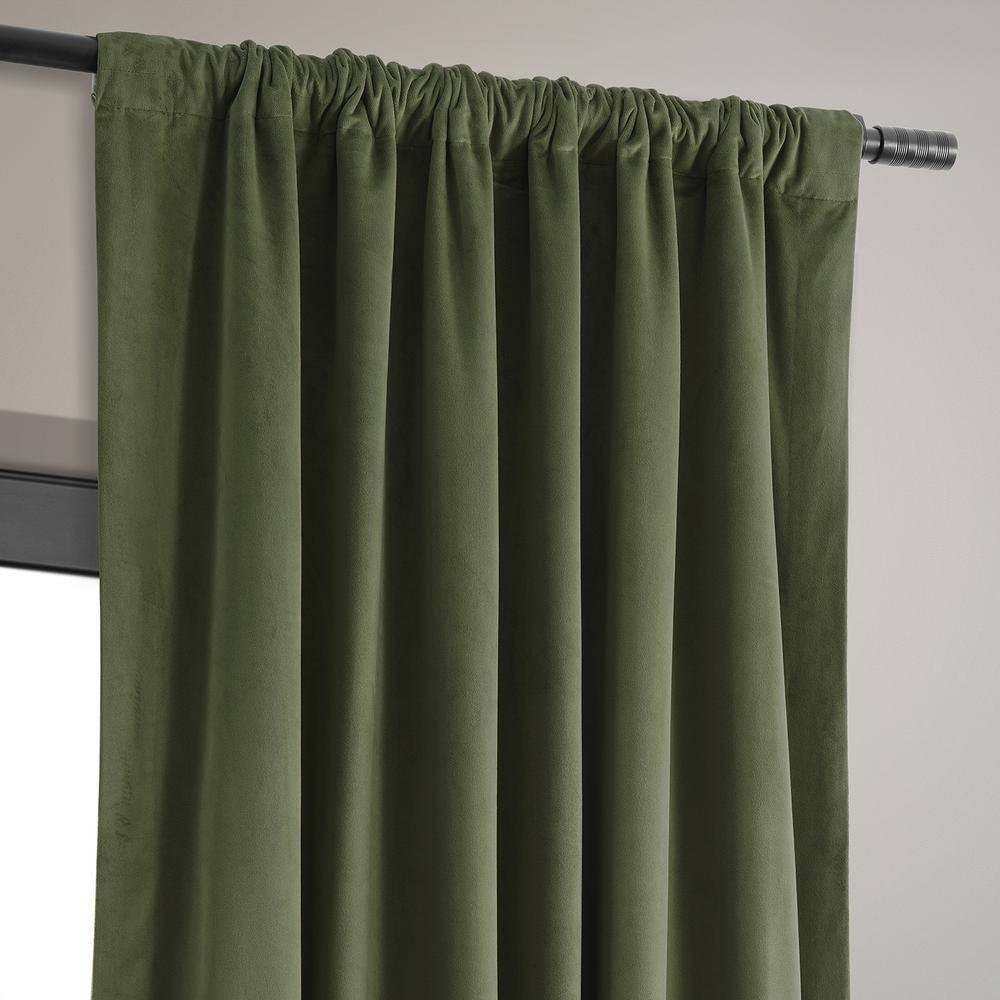 Half Price Drapes Signature Hunter Green Velvet Blackout Curtains For Bedrooms (1 Panel), 50WX 84L