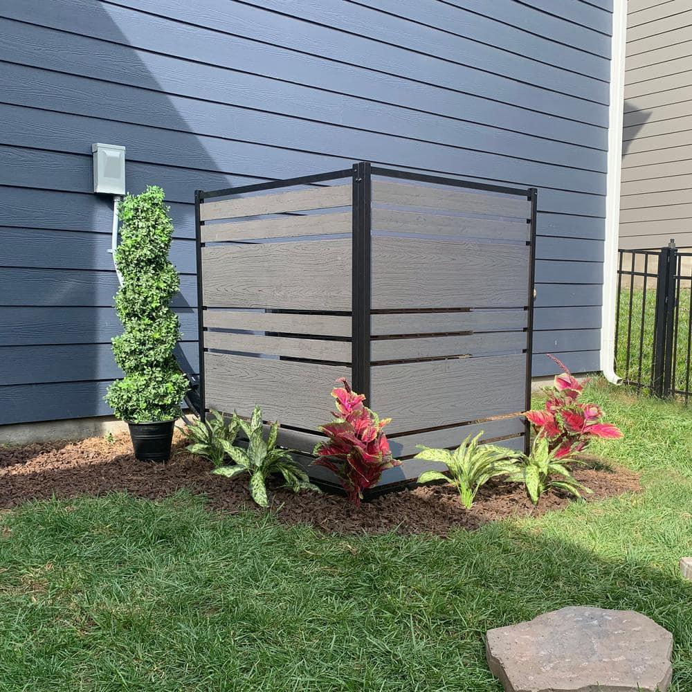 Enclo 48in H x 40in W (2 Panels) No Dig Enclo Vienna Charcoal Color Woodtek Privacy Screen, Outdoor Vinyl Privacy Fence Panel, Privacy Wall for Trash Cans & Air Conditioner Fence, Patio Privacy Screen, EC18018