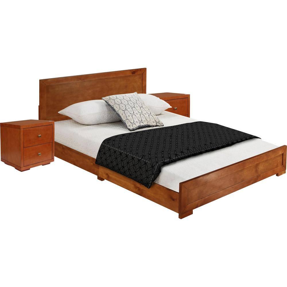 Camden Isle Trent Platform Bed | Paneled Headboard and Footboard | King, Cherry