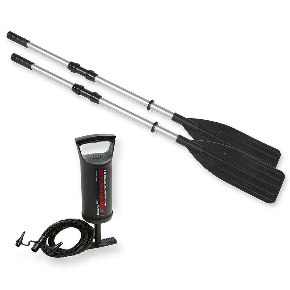 INTEX 68370EP Challenger 3 Inflatable Boat Set: Includes Deluxe 48in Boat Oars and Pump – Triple Air Chambers – 3-Person – 660lb Weight Capacity