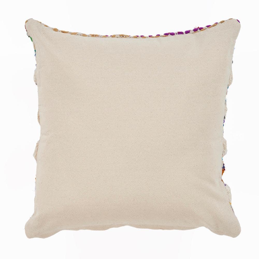 Evette Rios Dahlia Bohemian Multicolor Chevron Striped Chindi Handmade Pillow