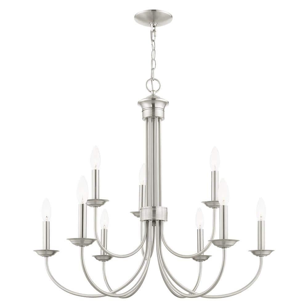 Livex Lighting Estate 9 - Light Chandelier in  Brushed Nickel