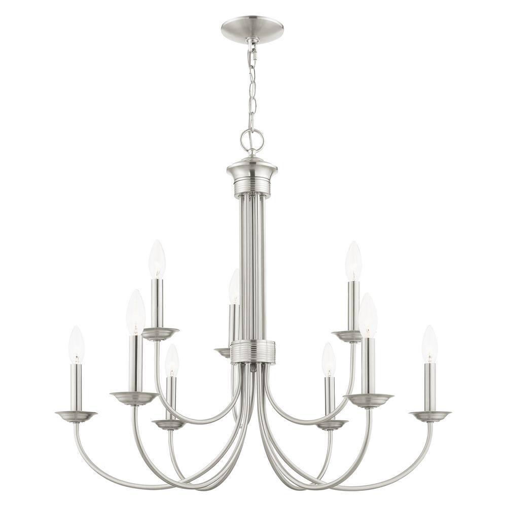 Livex Lighting Estate 9 - Light Chandelier in  Brushed Nickel