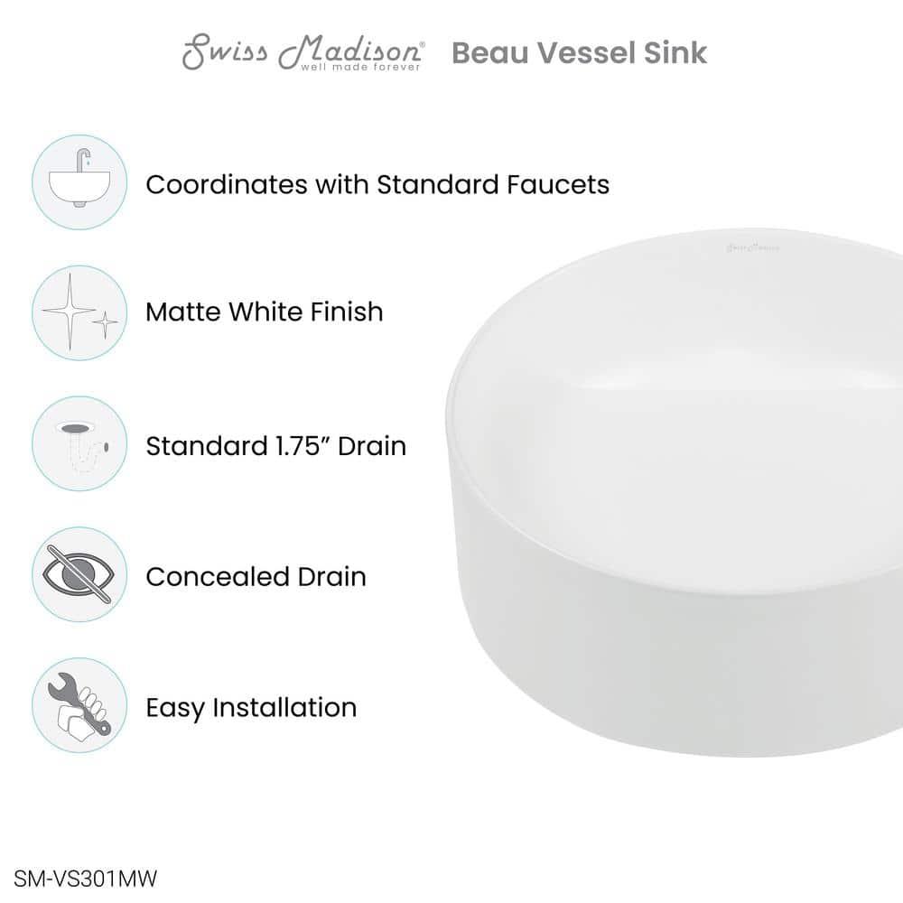 Beau 16.5" Round Vessel Bathroom Sink