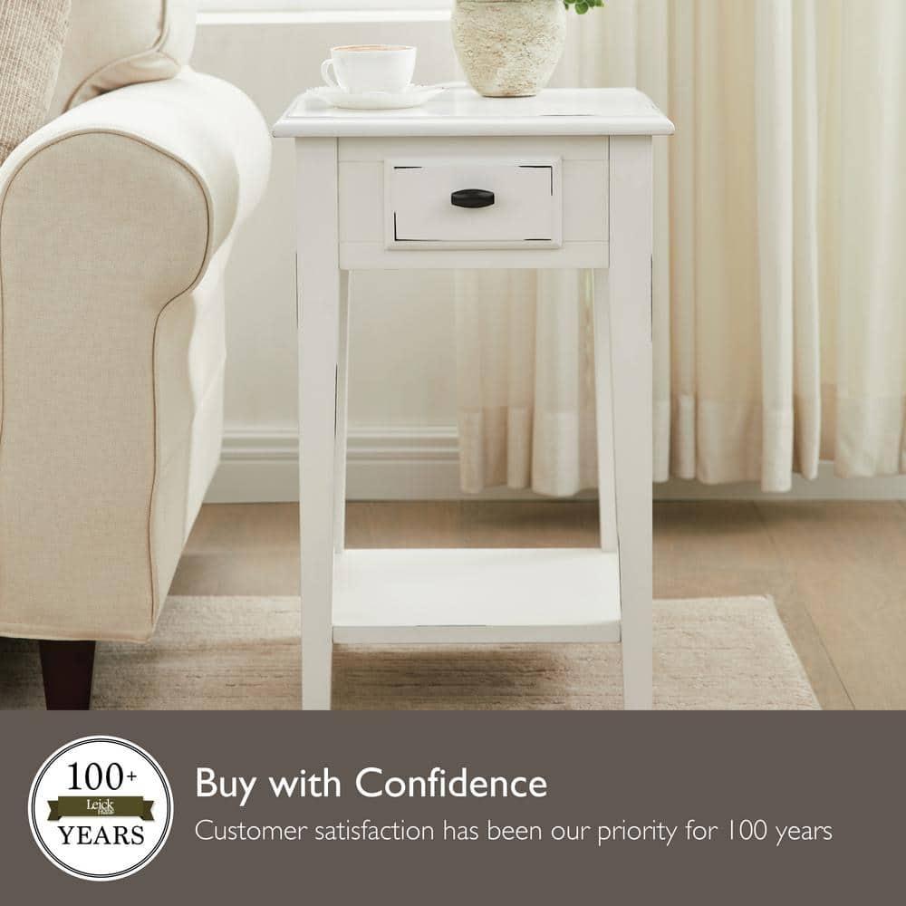 Leick Home Haven Ridge Square End Table in Farmhouse White