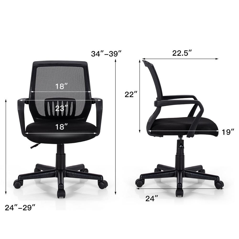 Costway Mid-Back Mesh Chair Height Adjustable Executive Chair w/ Lumbar Support