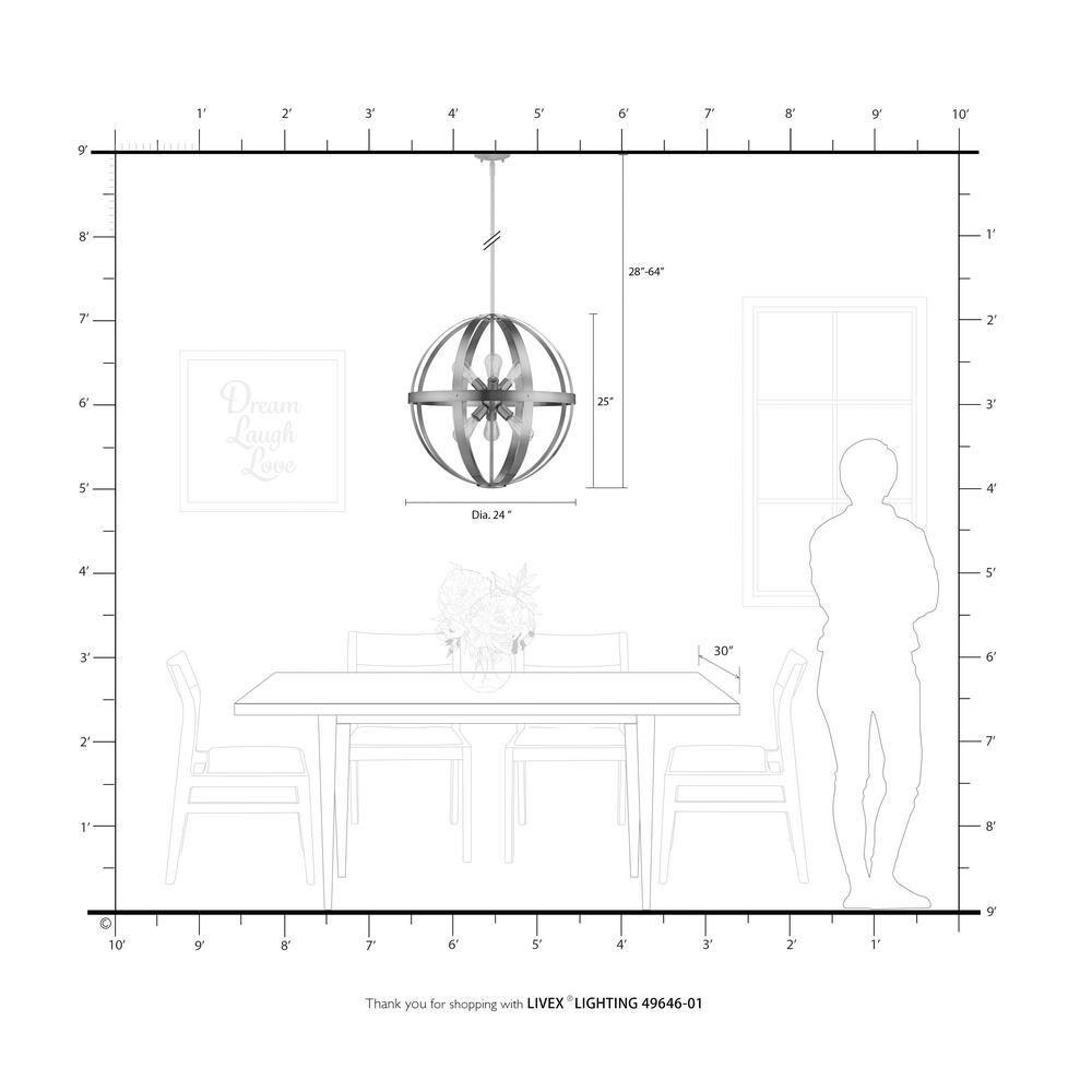 Livex Lighting Stoneridge 6 - Light Pendant in  Antique Brass