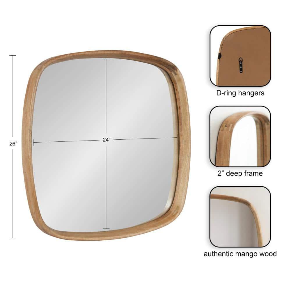 Kate and Laurel Prema Framed Wall Mirror, 26x26, Natural