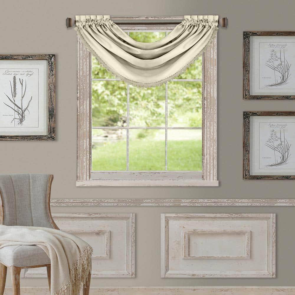 All Seasons Single Waterfall Window Valance - 52" x 36" - Ivory - Elrene Home Fashions