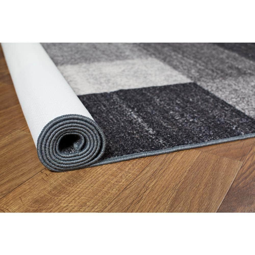 World Rug Gallery Modern Boxes Design Non-slip (Non-skid) Gray 3'3" x 5' Area Rug