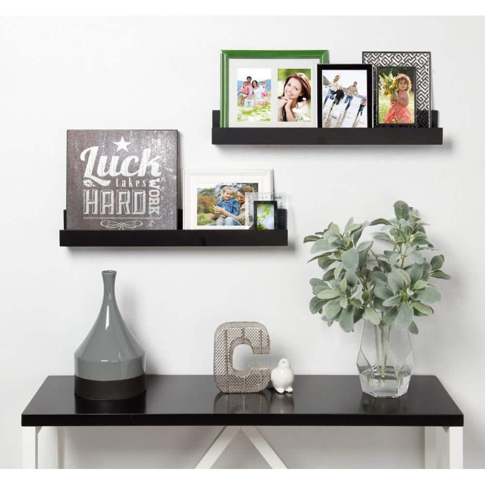24" x 3.3" 2pc Decorative Wall Shelf Set Black - Uniek
